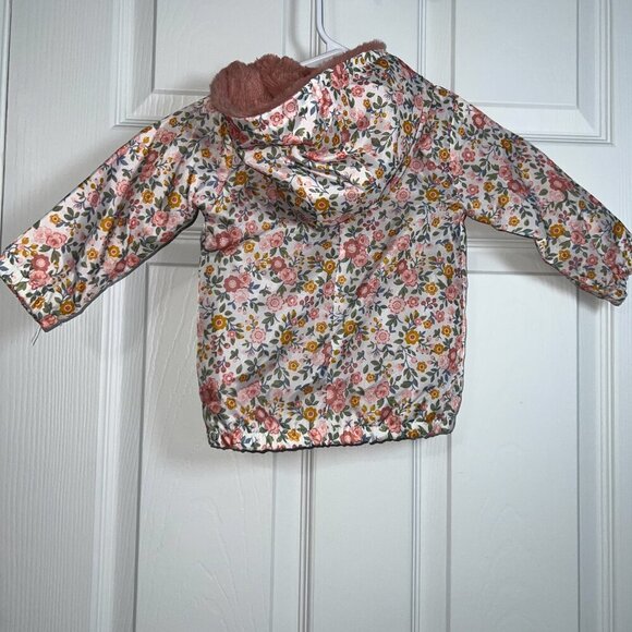 Nicole Miller New York Toddler Reversible Fuzzy Floral Rain Jacket Size 12M - Picture 3 of 4